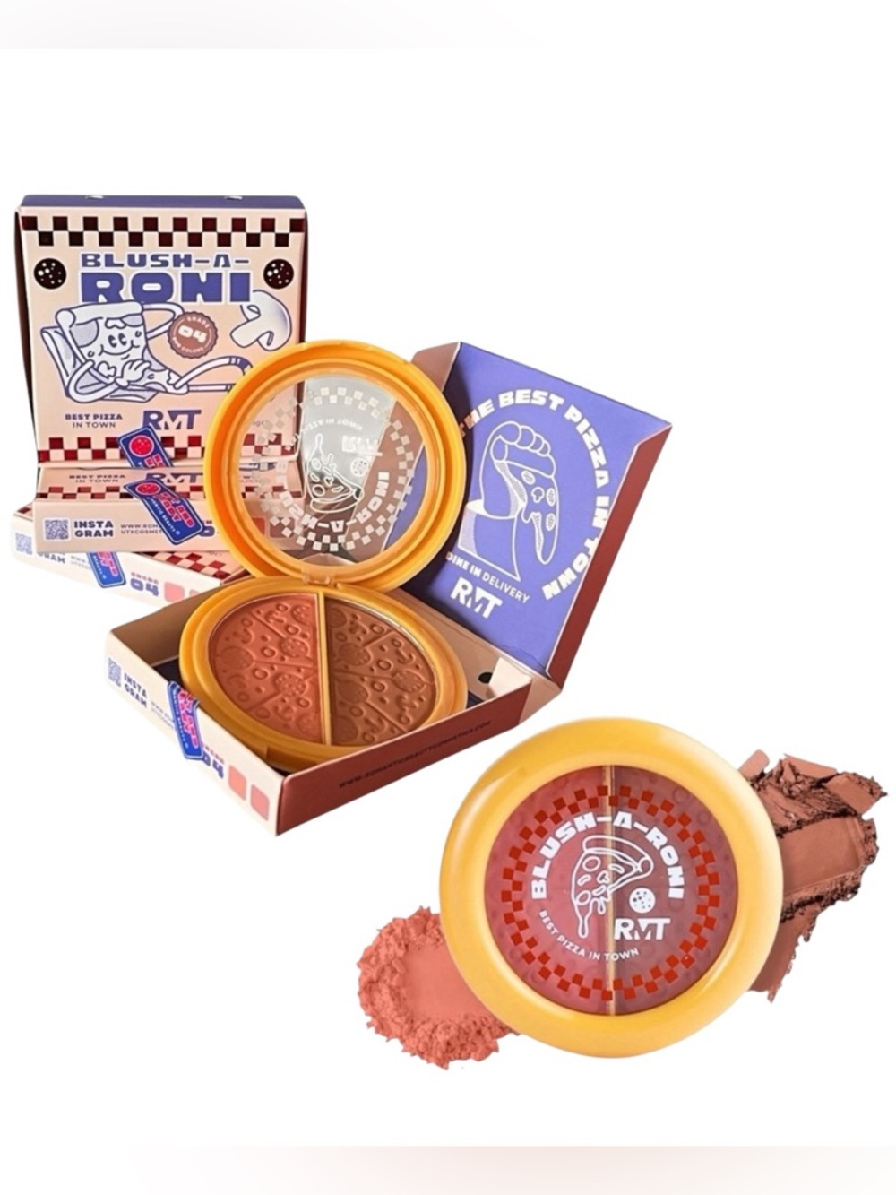 Romantic #4 Beauty Blush-a-Roni Pizza Box Pink Powder Duo Matte Buildable Color